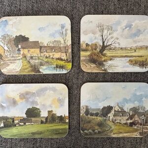 Vintage Lady Clare Cotswold England Landscape Coasters Set of 4